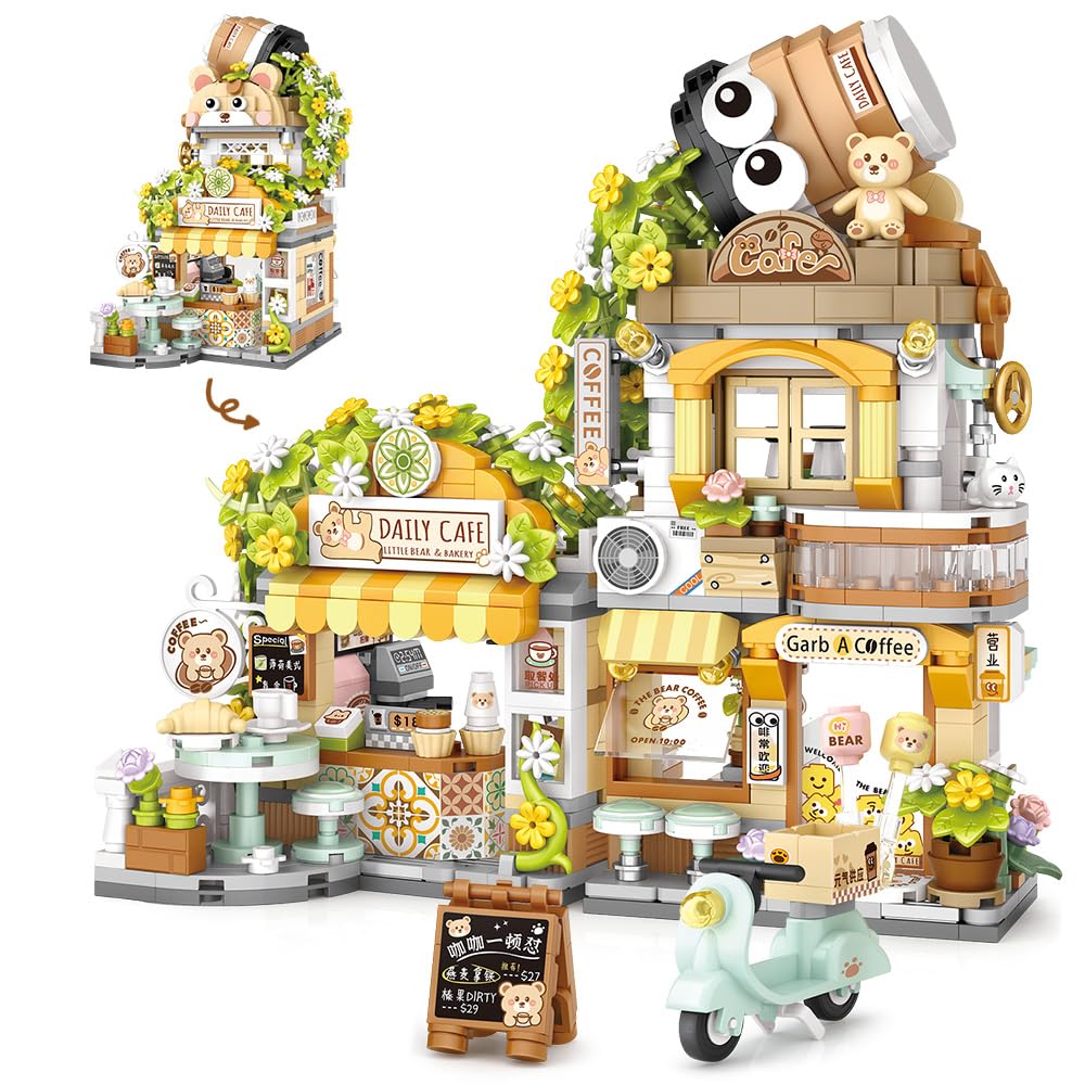 Amazon.com: MindBox City Cafe Building Blocks Toys, Openable